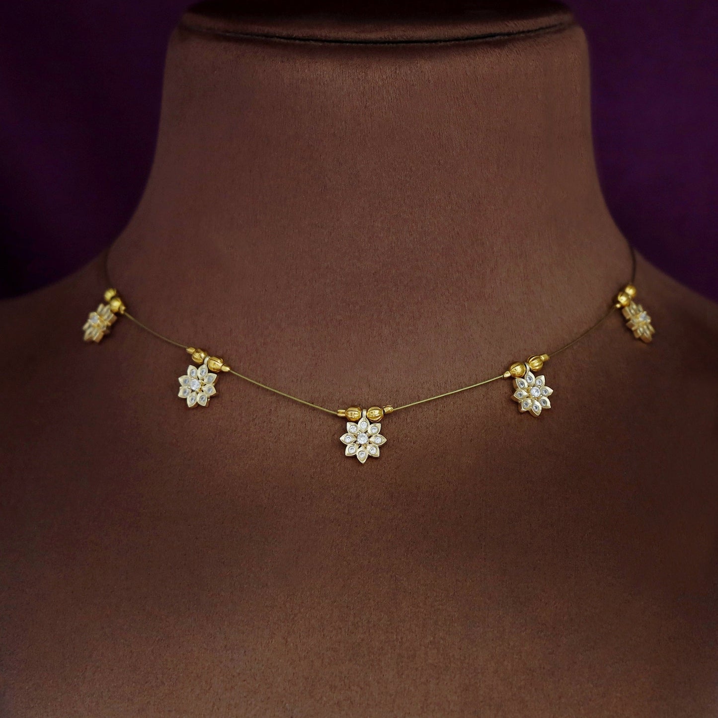 Atiksha Floral Golden String Neckpiece