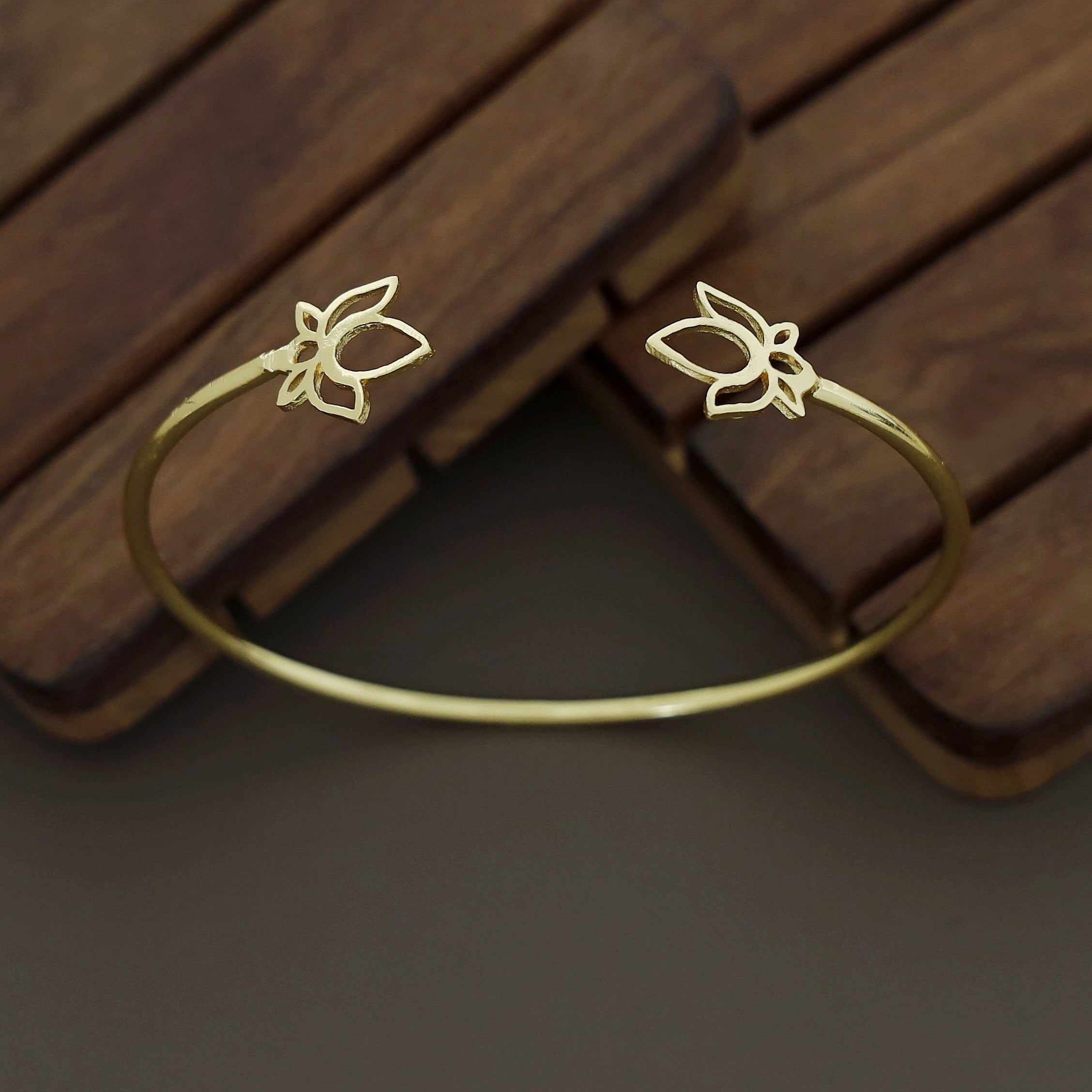 Dual Lotus Golden Bangle – My Store